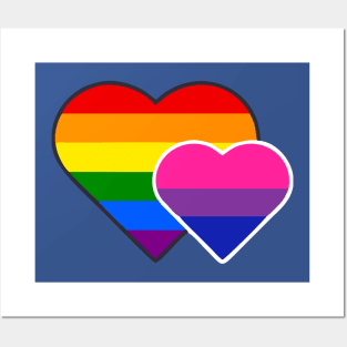 Bisexual Double Heart Posters and Art